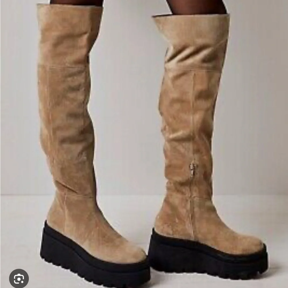 Free People London Calling Wedge Over The Knee Boots - Picture 2 of 6